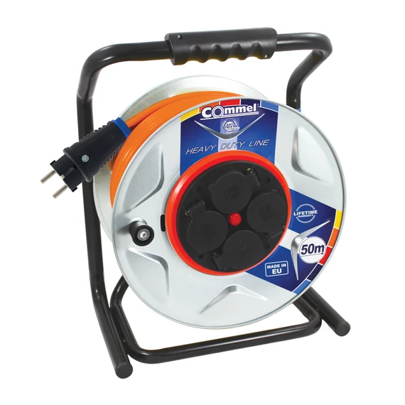 COMMEL Kábeldob HDL H07BQ-F 3G1,5/50m - FÉM, 1f, Anti Twist, 3500W IP44 (200-383)