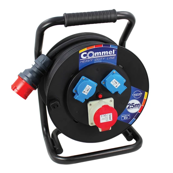 COMMEL Kábeldob HDL H07RN-F 5G2,5/25m - PVC, 3f+1f (kombinált), 16A IP44 (200-390)