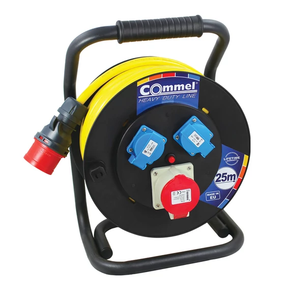 COMMEL Kábeldob HDL AT N07V3V3-F 5G2,5/25m -PVC, 3f+1f (kombinált), 16A IP44 (200-391)