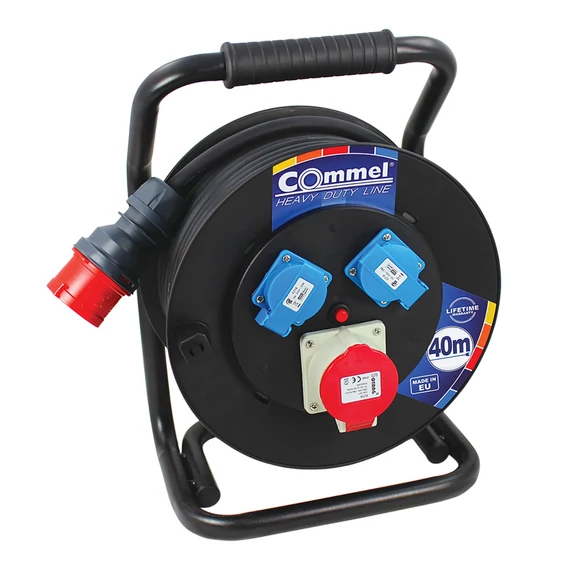 COMMEL Kábeldob HDL H07RN-F 5G1,5/40m - PVC, 3f+1f (kombinált), 16A IP44 (200-392)