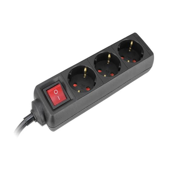 COMMEL Elosztó 3-dugaljas kapcs. 16A 250V 3500W, fekete H05VV-F 3G1,5 / 5m (232-326)