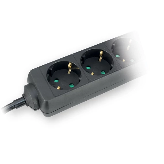COMMEL Elosztó 5-dugaljas 16A 250V 3500W, fekete H05VV-F 3G1,5 / 3m (232-522)