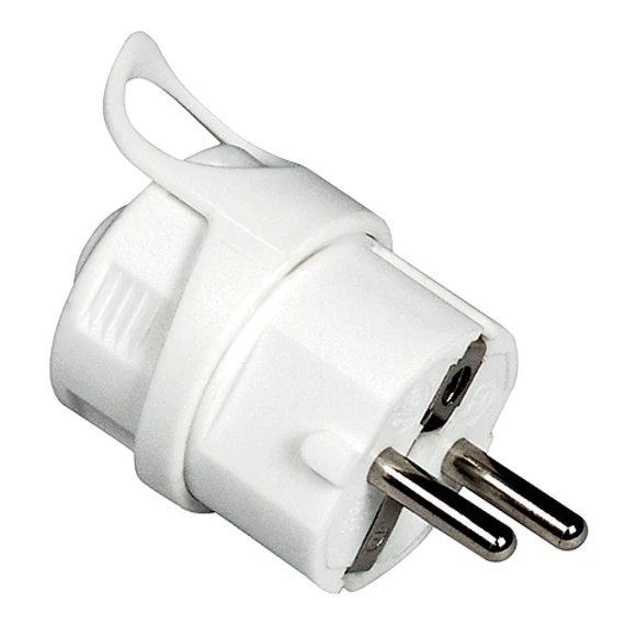 COMMEL Csatlakozó hátsó kiv. földelt dugvilla 16A 250V, fehér (290-101)