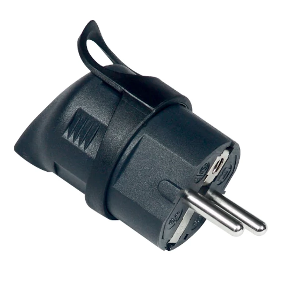 COMMEL Csatlakozó oldalsó kiv. földelt dugvilla, 16A 250V, fekete (290-202)