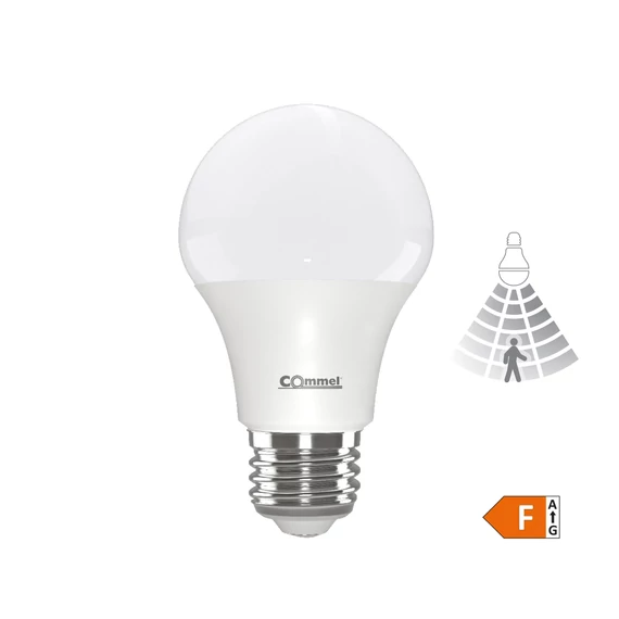 COMMEL LED izzó E27, 12W, 1200 lm, A60, 3000K mozgásérzékelővel (305-791)