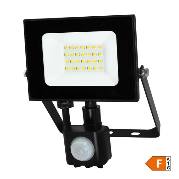 COMMEL LED reflektor Economy Line 20W, mozg.érz., 4000K, 1600lm, IP44, fekete (307-229)