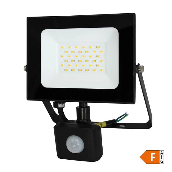 COMMEL LED reflektor Economy Line 30W, mozg.érz., 6500K, 2550lm, IP44, fekete (307-303)