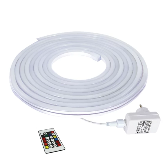 COMMEL LED NEON szalag szett, 5m 24W, IP44, 12V DC, 24 gombos táv. (405-405)