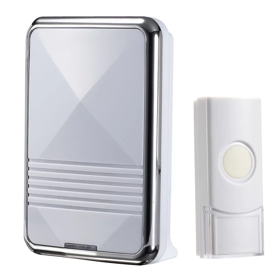 COMMEL Vezeték nélküli csengő, 36 dallam, 80m, LED, 2 x AA 1.5V, + nyomógomb (411-107)