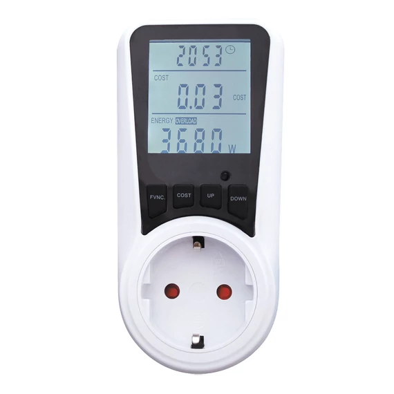 COMMEL Fogyasztásmérő, 2 tarifás, nagy LCD kijelző, 16A, 3680 W, 230V (430-106)
