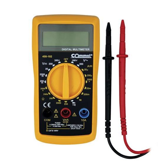 COMMEL Digitális multiméter, 3,5 digites LCD, max. 300V AC/DC, szakadásvizsg. (450-102)