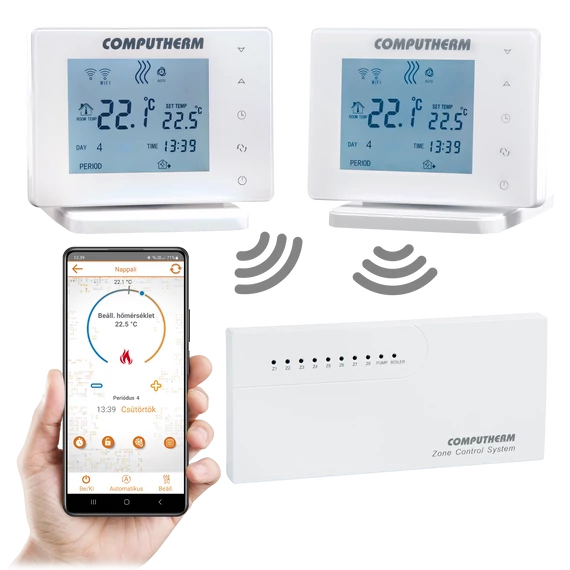 COMPUTHERM E800RF multizónás Wi-Fi termosztát vez. nélküli érintőgombos vezérlőkkel (E800RF)