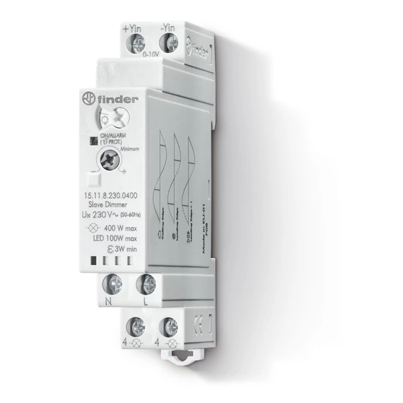 FINDER Dimmelhető elektronikus relé "S", 0-10V input max. 400W, 230V, 1modul, Slave (151182300400) (15.11.8.230.0400)