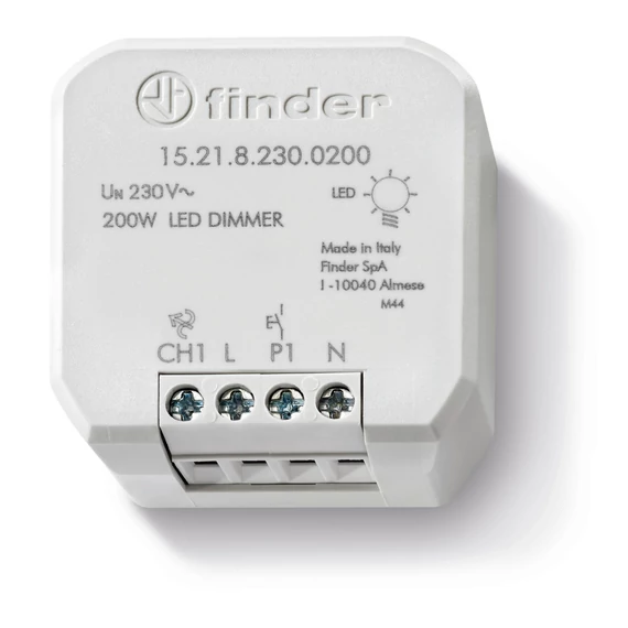 FINDER Dimmelhető elektronikus relé, 230 V/AC, 200W, alkalmas fényforrásokhoz (152182300200) (15.21.8.230.0200)