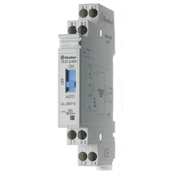 FINDER Auto-KI-BE-relé, 10A, 1-v, csavaros, 24VAC, 24VDC, monostabil, IP20 (192100240000) (19.21.0.024.0000)