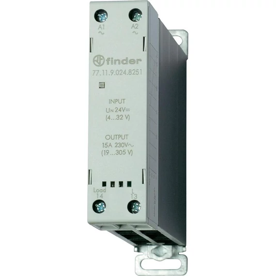 FINDER SSR relé, 15 A, kapcsolási feszültség (max.): 305 V/AC (771190248251) (77.11.9.024.8251)