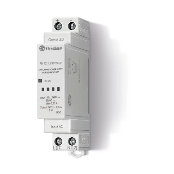 FINDER Tápegység, 12W, 24VDC, 0.5A (781212302402) (78.12.1.230.2402)
