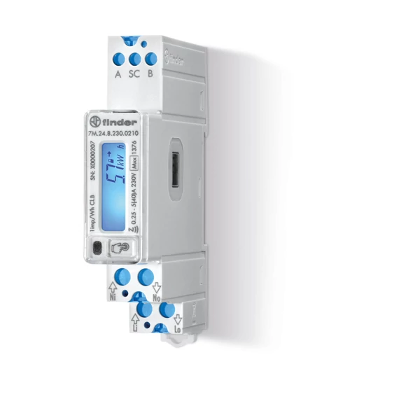 FINDER Fogyasztásmérő, 1f, 1mod, 32A-ig, LCD, MID-hiteles, NFC, ModBus (7M2482300210) (7M.24.8.230.0210)
