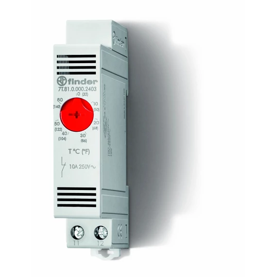 FINDER Termosztát, 0-60fokC ipari 1ny 35mm sínre mech. fűtésre (7T8100002403) (7T.81.0.000.2403)