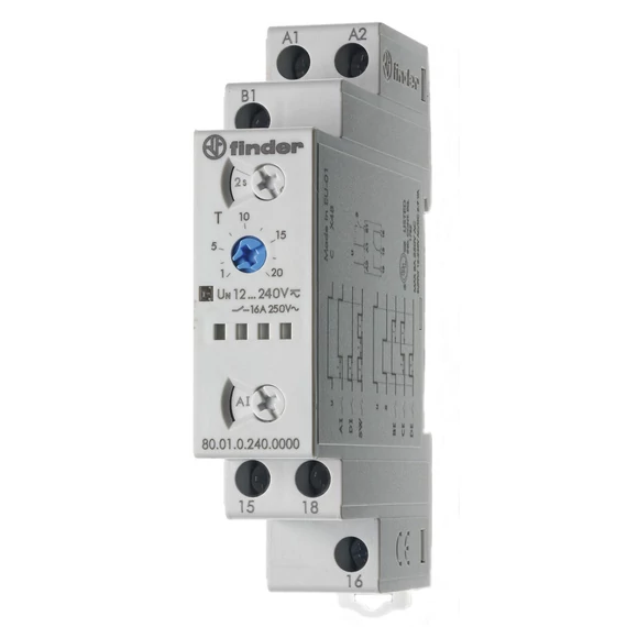 FINDER Univerzális időrelé, 16A, multifunkc, 12-240V/AC/DC, 0,1s-20h, 1W (800102400000) (80.01.0.240.0000)