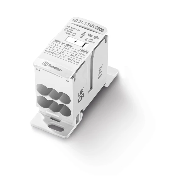FINDER Fővezetéki leágazó kapocs, 2be/6ki, 35mm2, IP20, 1P, 125A, csavaros (9D0151250206) (9D.01.5.125.0206)