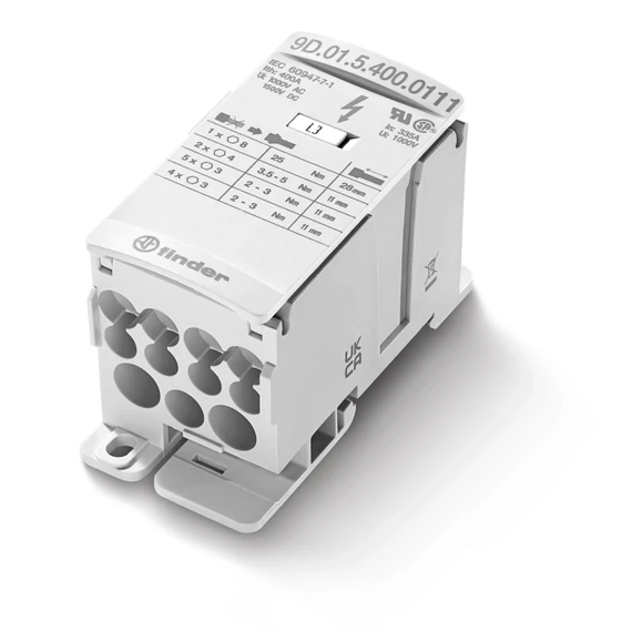 FINDER Fővezetéki leágazó kapocs, 1be/Xki, 400mm2, IP20, 1P, 400A, csavaros, kalapsínre (9D0154000111) (9D.01.5.400.0111)