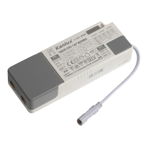KANLUX TIBERI DRV C&P M500MA LED tápegység, max 21W, 220-240V AC, IP20, Kompatibilis: 26380, 26381 (26384)