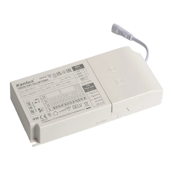 KANLUX TIBERI DRV DALIM700MA LED tápegység, max 26.3W, 220-240V AC, IP20, Lámpa: 26380, 26381, 26382, 26383 (26386)