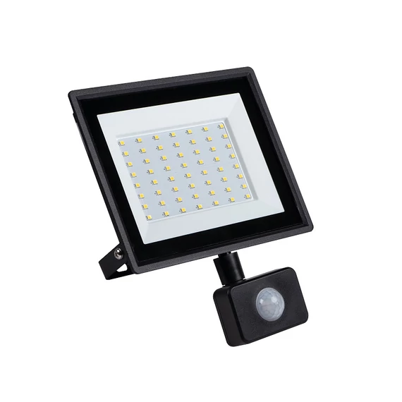 KANLUX GRUN NV LED-50-B-SE LED-es reflektor mozgásérzékelővel, Miledo, 50W, 4000K, 4500lm, 220x177x54mm, IP44, fekete (31400)