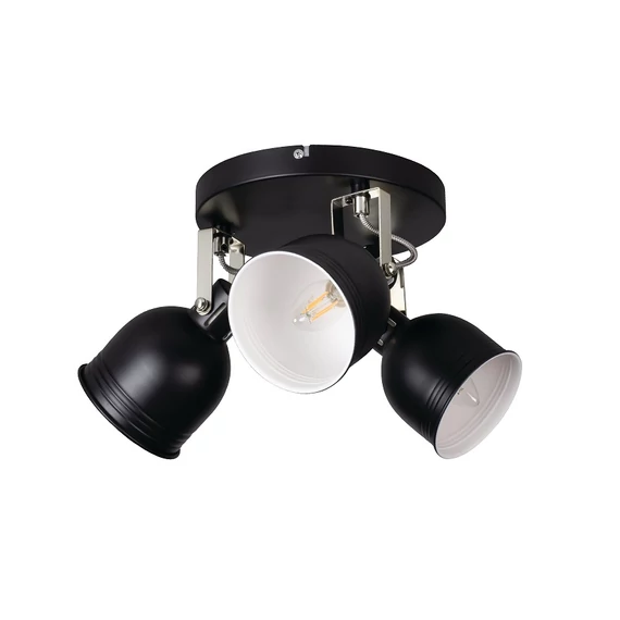 KANLUX DERATO EL-3O B-SR Fali-mennyezeti lámpatest, E14, 3 x max 8W, Ø110mm, 150x428x428mm, fekete / ezüst (35644)