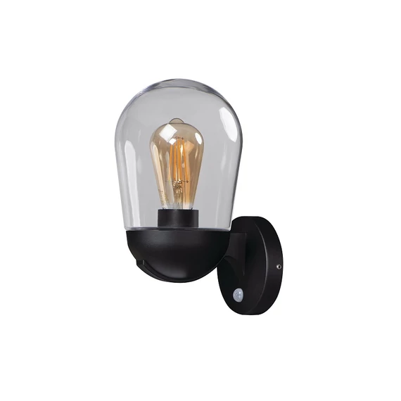 KANLUX LIEGO EL 28 UP SE B Kerti lámpatest mozgásérzékelővel, cserélhető fényforrású, E27, max 15W, Ø150x280x185mm, IP44, fekete (36533)