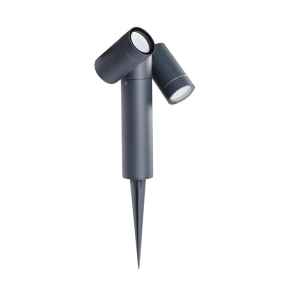 KANLUX USTI SP 2X7 GR Kerti leszúrható lámpa, cserélhető fényforrású, GU10, 2 x max 7W, PAR16 LED, 400x56x171mm, IP54, antracit (36560)
