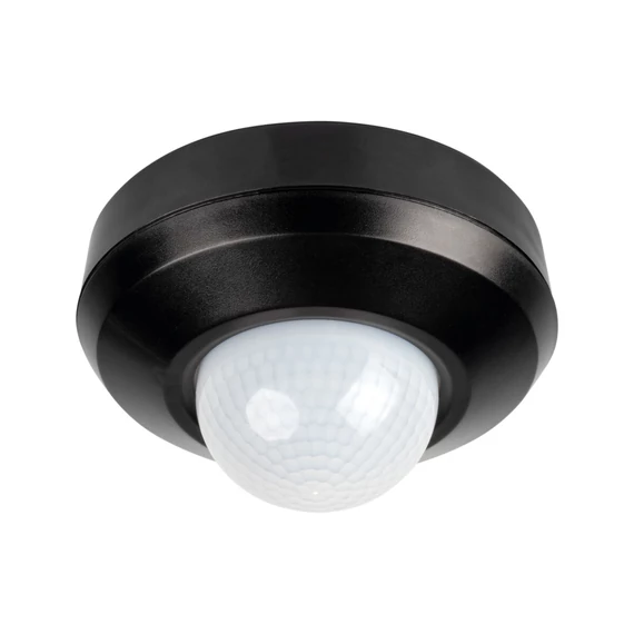 KANLUX SENTO-O-WT-B PIR Mozgásérzékelő, 3xPIR, 360°-os jelenlétérzékelős, Ø111mm, IP44/20, fekete (37367)