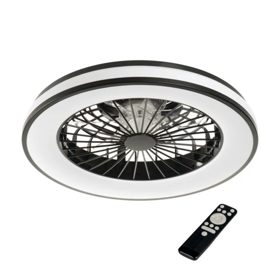 KANLUX PLAVE LED CCT+RGB Dimmelhető mennyezeti lámpa ventilátorral, max 48W, 3000/4000/6500/RGB, 1032 (WW)/2110 (NW)/1154 (CW) lm, Ø485x150mm, IP20, fekete/fehér (38034)
