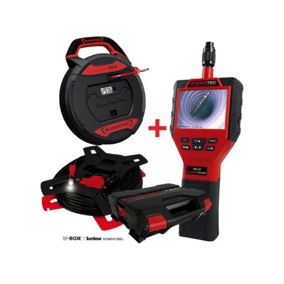 RUNPOTEC Runpocam RC2 vizsgáló kamera, 30m + GF3 üvegszálas vezetékbehúzó digitális hosszmérővel, 30m (111460)