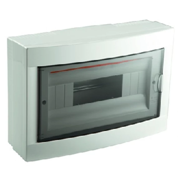 VIKO (by Panasonic) Falon kívüli lakáselosztó 12 modulos, IP20, füstszínű ajtóval, PE/N sínekkel (90916112)