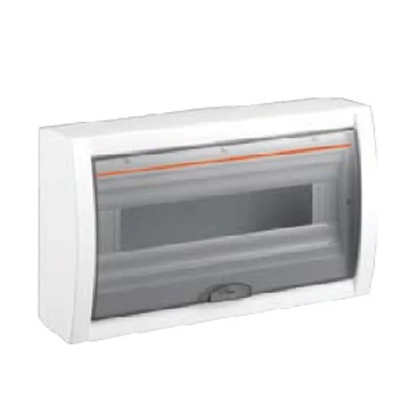 VIKO (by Panasonic) Falon kívüli lakáselosztó 18 modulos, IP20, füstszínű ajtóval, PE/N sínekkel (90916118)