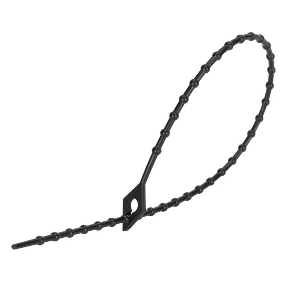 TRACON Gyöngyös nyitható kábelkötegelő, fekete, 150x1,7mm, D=4-38mm, PA6.6 (160F-GY)