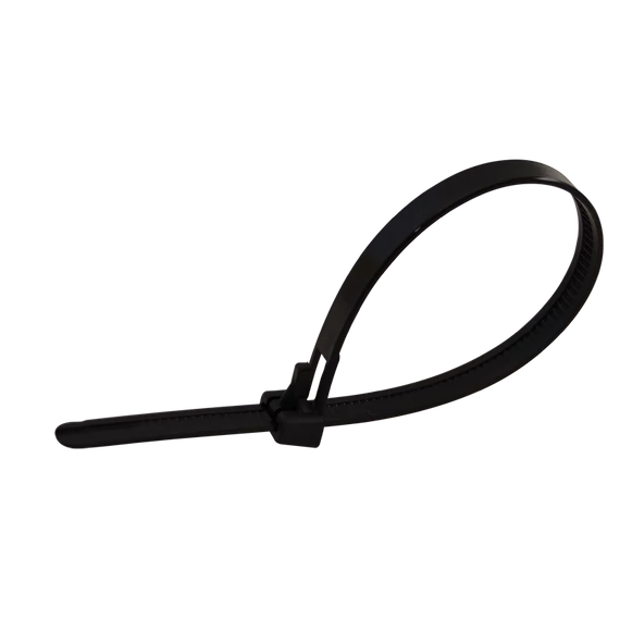 TRACON Nyitható kábelkötegelő, fekete, 200x7.6mm, D=10-50mm, PA 6.6 (181-NY)