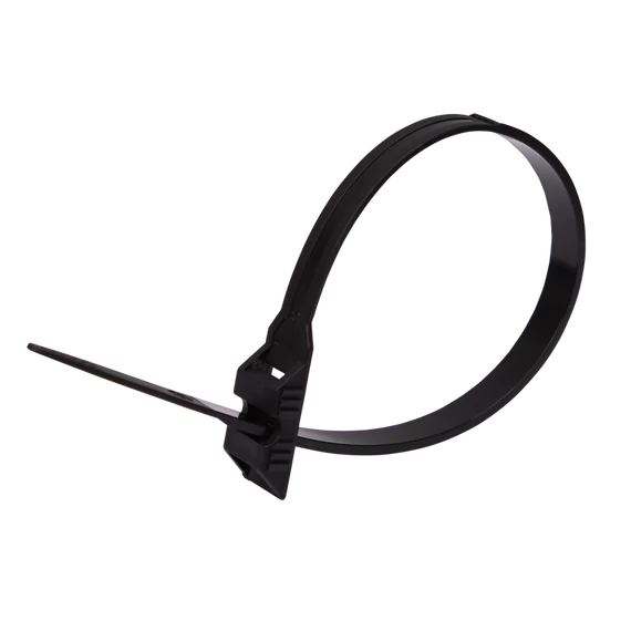 TRACON PA12 kábelkötegelő, UV-álló, fekete, 260x9mm, D=25-65mm, PA12 (265-12)