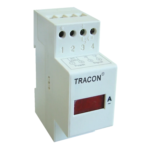 TRACON Sínre pattintható digitális váltakozó áramú ampermérő, 10A AC, Us=230V (ACAMSD-10)