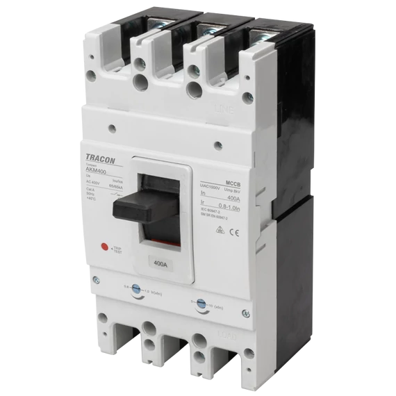 TRACON Kompakt megszakító, 3P, 400A, Ir=(0,8-1,0)In, 400/415V, 50/60Hz, Icu=50kA, Ics=35kA (AKM3-400)