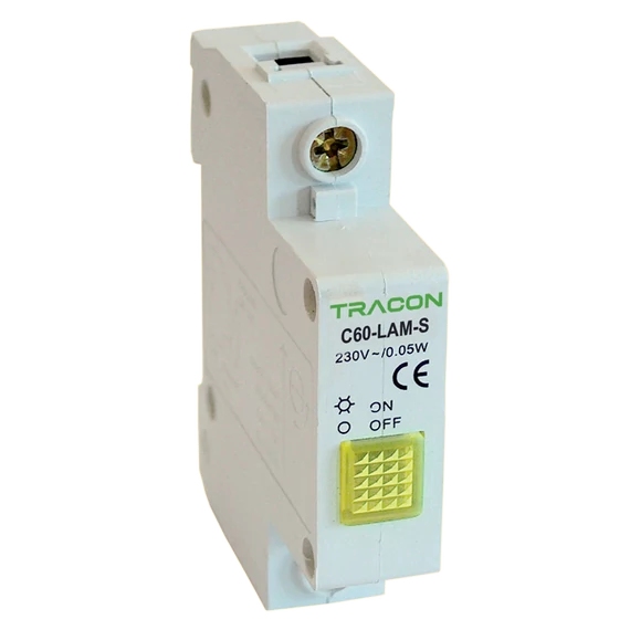 TRACON Sorolható jelzőlámpa, sárga, 250V AC, 0.6W, Glimm (C60-LAM-S)