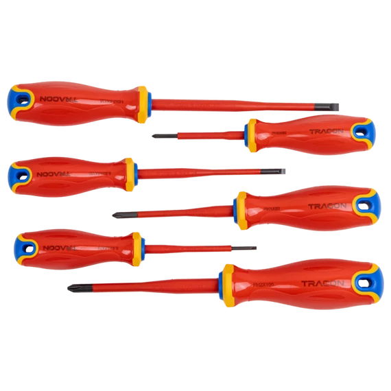 TRACON 1000 V-ra szigetelt csavarhúzószett, 1000 V, 1x5,5x125mm, 0,8x4x100mm, 0,4x2,5x75mm (CSET1000)