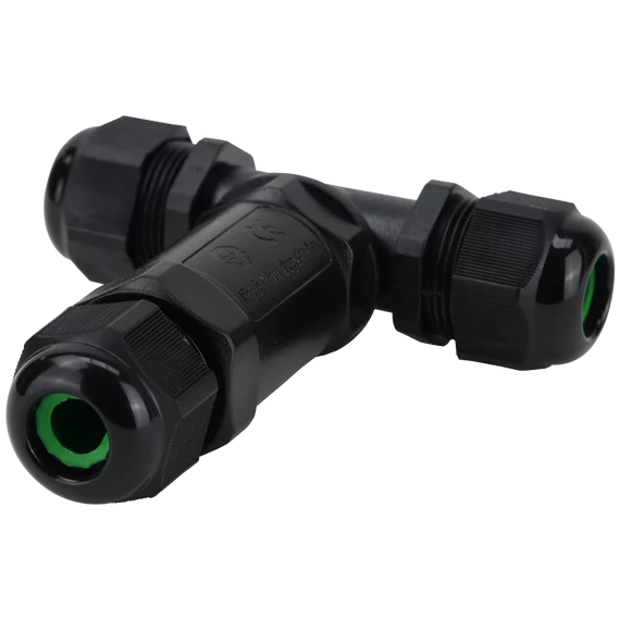 TRACON Tömítőszelencés kábeltoldó, T-elágazó, 0.5-4 mm2, IP68, PC+PA6.6, 3P, 450VAC, 24A (CST4-T3P)