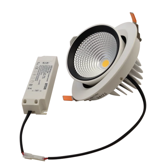 TRACON Beépíthető álmennyezeti LED lámpatest, forgatható, 230 V, 50 Hz, 35 W, 3500 lm, 4000 K, EEI=F (DLCOBA35W)