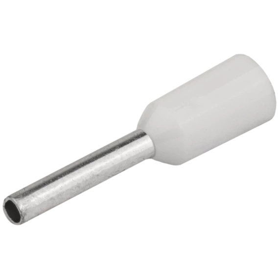 TRACON Szigetelt (PA6.6) érvéghüvely, ónozott elektrolitréz, fehér, 0,75mm2, L=16,4mm (E060)