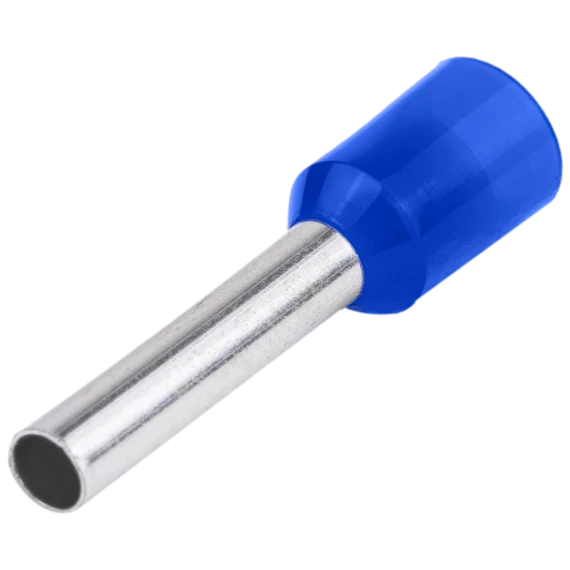 TRACON Szigetelt (PA6.6) érvéghüvely, ónozott elektrolitréz, kék, 2,5mm2, L=25,2mm (E118)