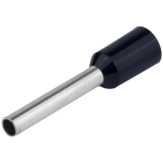 TRACON Szigetelt (PA6.6) érvéghüvely, ónozott elektrolitréz, fekete, 1,5mm2, L=14,6mm (E13)