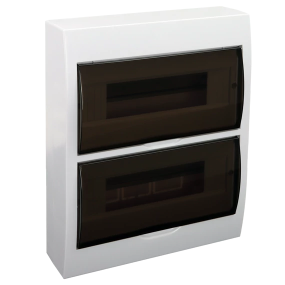 TRACON Falon kívüli elosztódoboz, füstszínű ajtóval, N/PE sínnel, 2x12 (24) modul, IP40, (HxWxD=325x270x98mm) (EDFK-12/2)